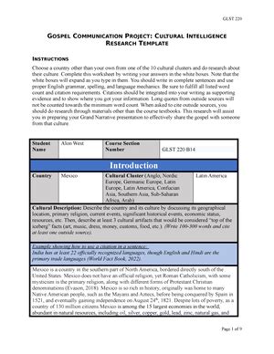 Gospel Communication Project Cultural Intelligence Research Template