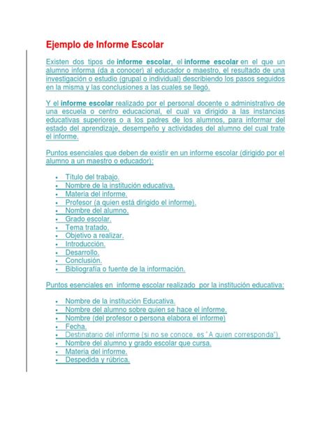 Informe Escolar Plantillas