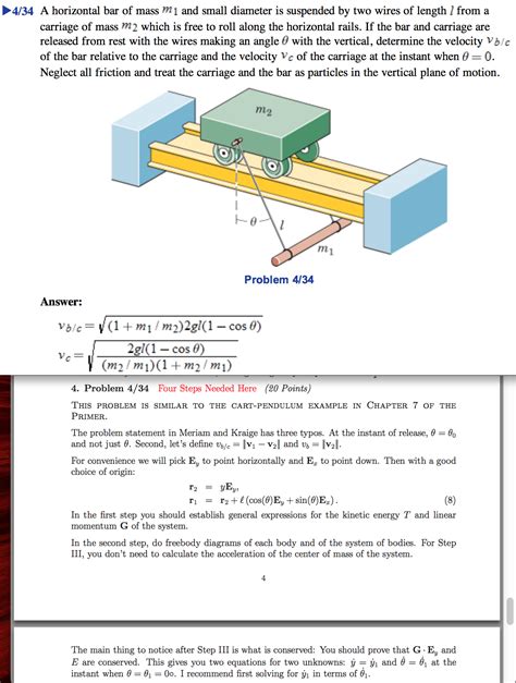 Solved A Horizontal Bar Of Mass M And Small Diameter Is Chegg