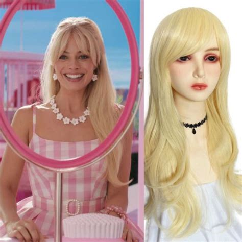 FGJHD Blonde Barbie Cosplay Wig Curly Heat Resistant Halloween Wigs