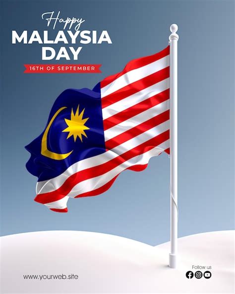 Premium PSD Happy Malaysia Day Social Media Post Design