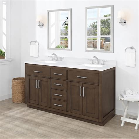 Ove Decors Bailey 60 In Almond Latte Undermount Double Sink Bathroom Vanity With White Quartz