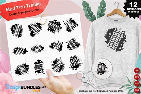 Mud Tire Tracks Clipart Set