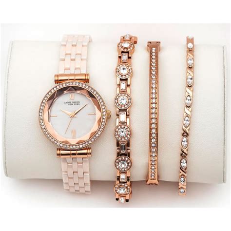 Anne Klein New York Swarovski Crystal Accented Ladies Rose Gold Tone Watch Set Costco Uk