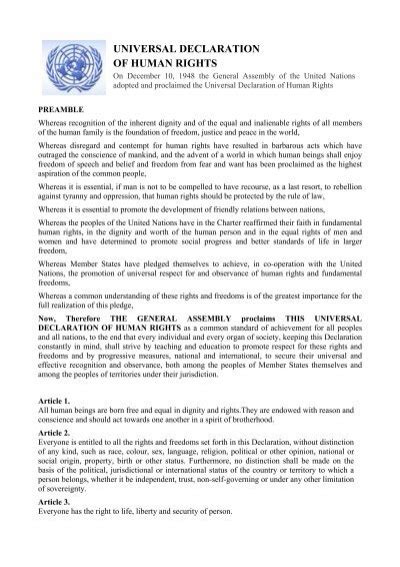 Universal Declaration Of Human Rights 1948 â English Version