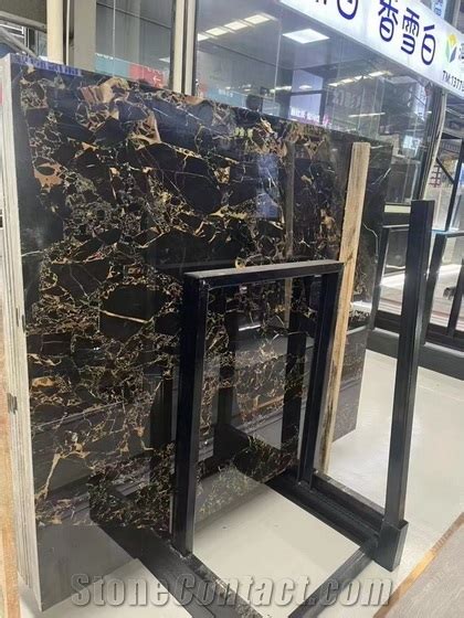 Supreme Portoro Gold Marble Slabs Black Golden Flower Slabs From China