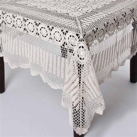 Features Handmade Crochet Collection Tablecloth Spot Cleaned