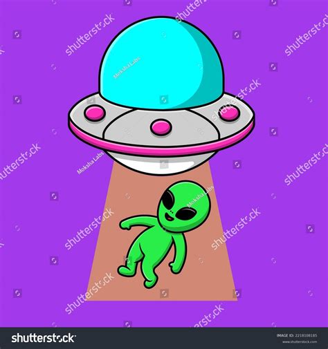 Cute Alien Flying Ufo Cartoon Vector Stock Vector (Royalty Free ...