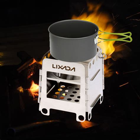 Lixada Portable Stainless Steel Lightweight Folding Wood Stove Pocket