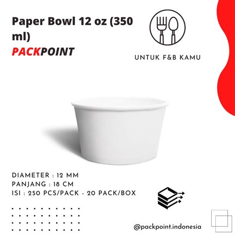 Jual PAPER BOWL RICE BOWL 12 Oz MANGKOK KERTAS 360 Ml 25 PCS