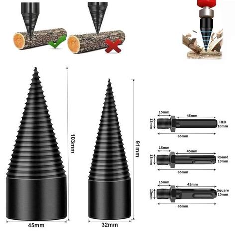 Wood Log Splitter Firewood Drill Bit Foret De Fendage De Bois C Ne