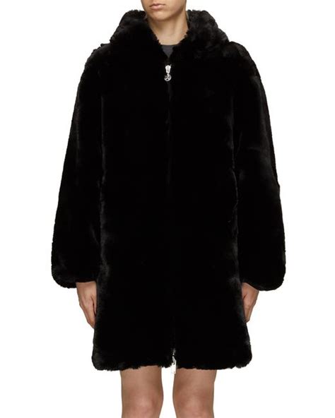 Moose Knuckles State Bunny Hooded Faux Fur Coat In Black Lyst