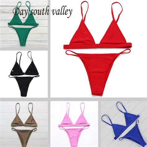 2017 Brazilian Bikini Sexy Women Biquini Halter Swimwear Female Bikinis Summer Mesh Solid