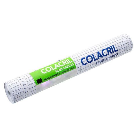 Papel Filme Adesivo Transparente - Papel Filme Adesivo, 45 cm x 25 m 40 Micras Colacril - Transparente ...