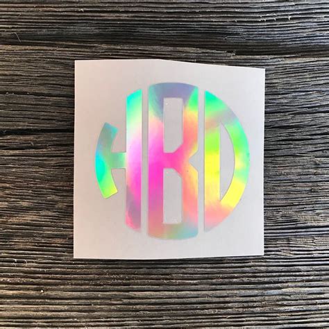 Holographic Sticker Monogram Car Decal Holographic Etsy Monogram