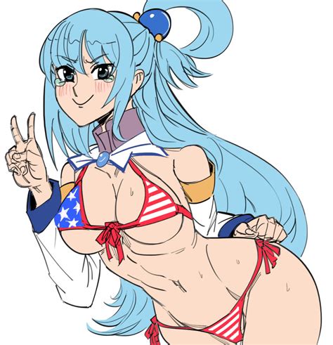 Rule 34 1girls Alternate Costume American Flag American Flag Bikini Aqua Konosuba Bb