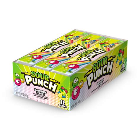 Sour Punch Straws Rainbow Chewy Candy 2oz Movie Tray 12 Pack