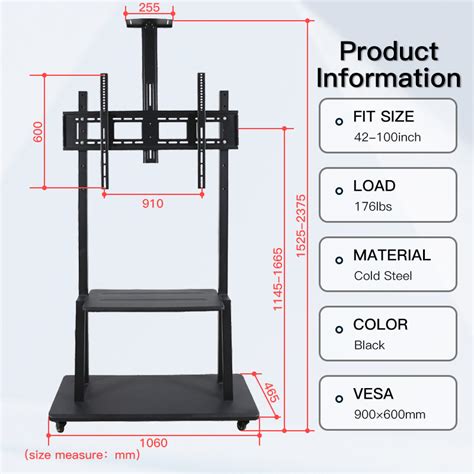 360 Swivel Heavy Floor Onkron Mobile TV Stand With Mount Rolling TV