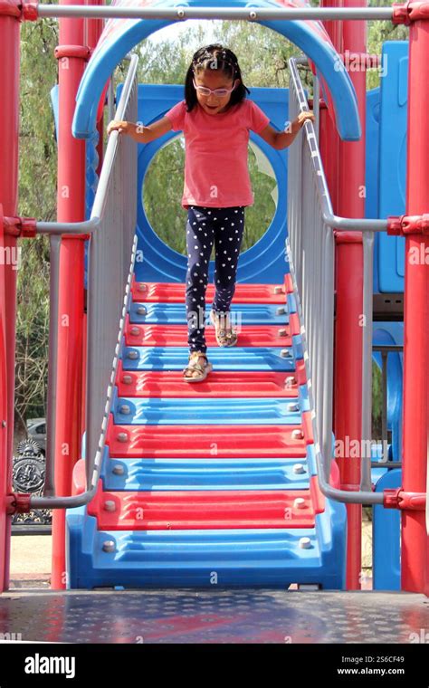 Year Old Latina Brunette Girl With Glasses Plays In The Park Games As Therapy For Autism And