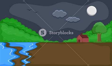 Cartoon Background - Village Night Scene Royalty-Free Stock Image ...