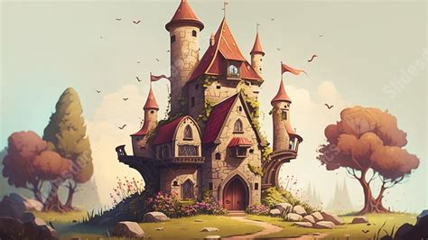 Castle Kingdom Cartoon Illustration Powerpoint Background For Free ...