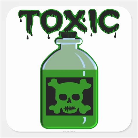 Toxic Skull And Crossbones Green Poison Bottle Square Sticker