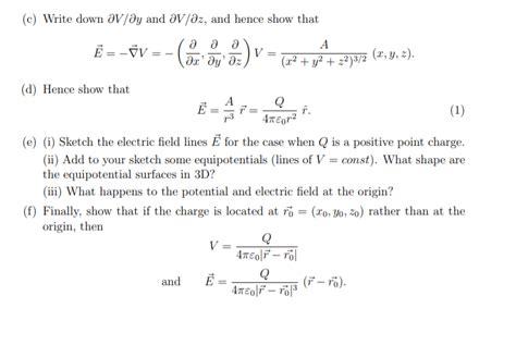 Solved Point Charge Q Potential V And Electric Field Chegg