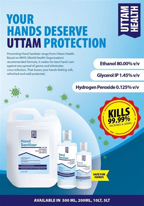 Uttham Health Ethanol Hand Sanitizer 5 Liter For Office 10 Id