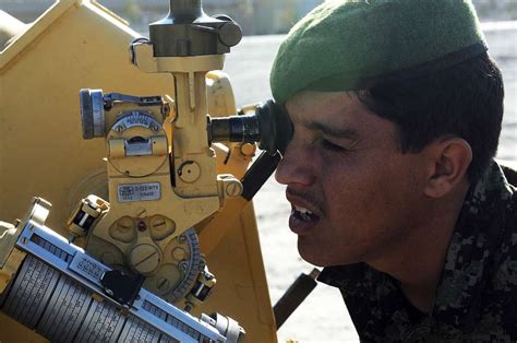 An Afghan National Army Soldier Lines Up The Howitzers Nara And Dvids