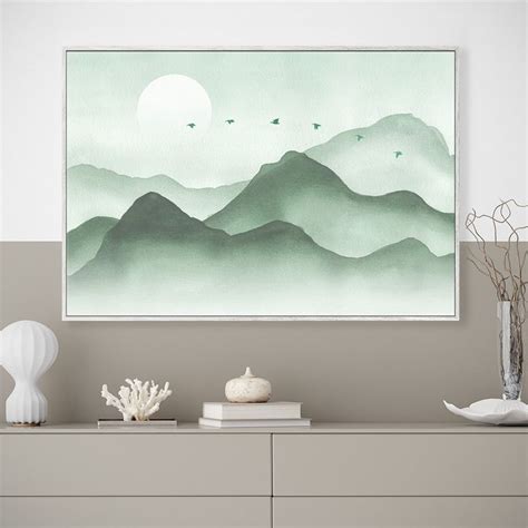 Sage Green Peaceful Watercolor In 2021 Framed Canvas Wall Art Canvas Wall Art Office Wall Art