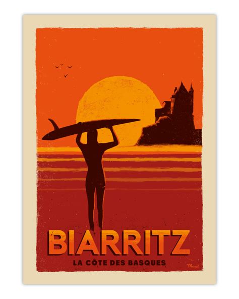 Affiches Pays Basque Et Landes Vintage Marcel Travel Poster Art Du