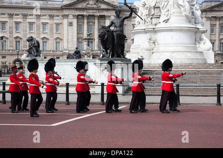 Coldstream Guards marching at Trooping the Colour in The Mall, London ...