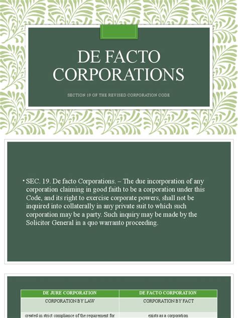 De Facto Corporations | PDF