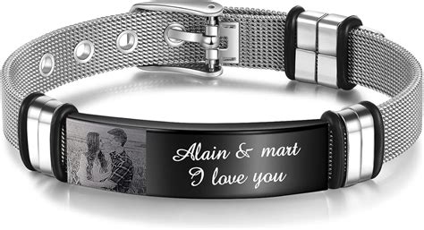 kaululu Personalisierte Armbänder mit Gravur Namen Foto Schmuck Herren