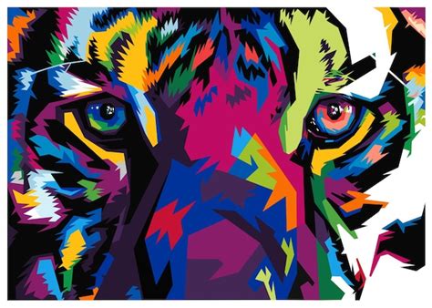 Bunter Tigerkopf Im Pop Art Stil Isoliert Mit Schwarzem Hintergrund