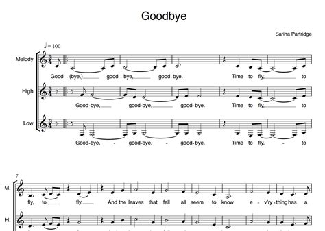 Goodbye Sheet Music — Sarina Partridge