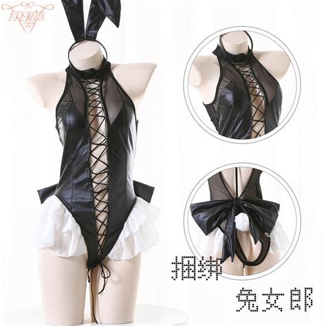 Sexy Lingerie Patent Leather Open File One Piece Bunny Girl COS Uniform Suit Shopee Malaysia