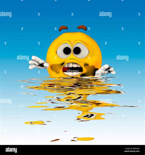 Surprised And Panicing Emoticon In Water Drowning Stock Photo Alamy