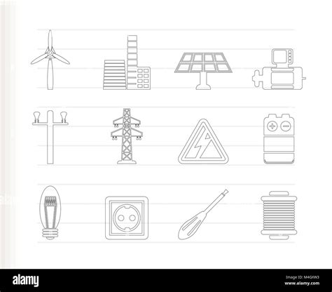 Strom Und Energie Symbole Vektor Icon Set Stock Vektorgrafik Alamy