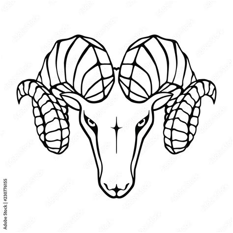 Aries graphic icon. Head ram black sign isolated on white background ...