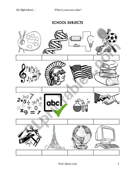 School Subjects Esl Worksheet By Mcmteacher