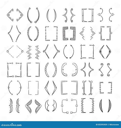 Hand Drawn School Brackets Doodle Parenthesis Sketchy Braces Vector