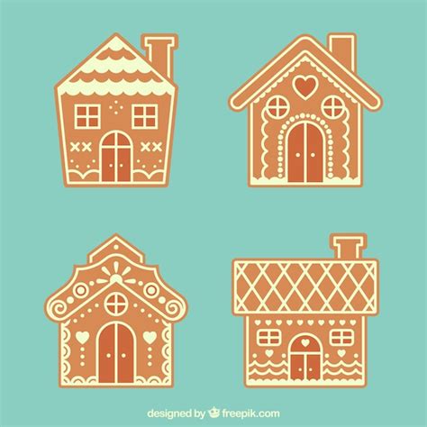 Set De Casas De Jengibre Vector Gratis