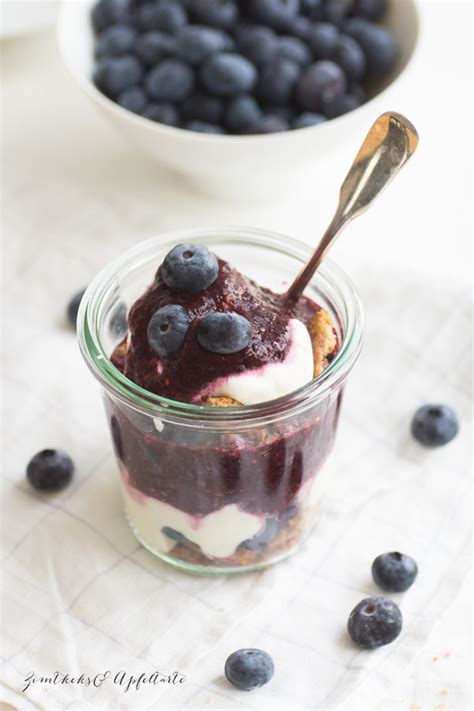 Cheesecake Im Glas Mit Blaubeeren Zimtkeks Und Apfeltarte