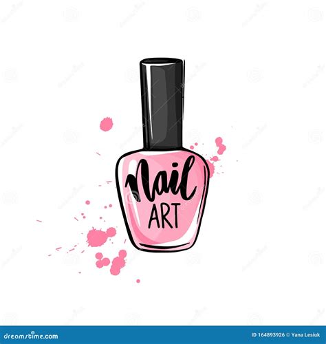 Vector Nail Polish Bottle Handwritten Lettering About Nails And