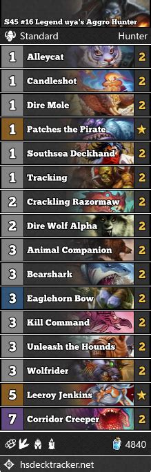 S Legend Uya S Aggro Hunter Beerbrick Hearthstone