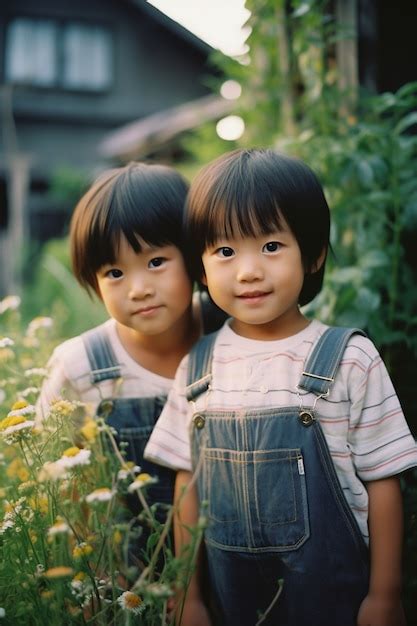 Portrait D Enfants Adorables Dans Le Jardin Photo Gratuite