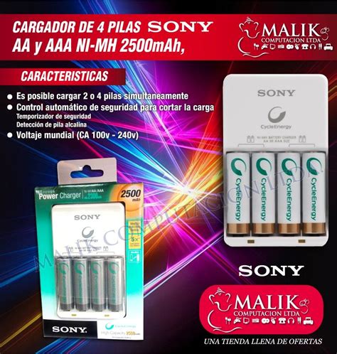 Cargador De Pilas Sony 4 Pilas Aa De 2500 Mah Recargables 19 990