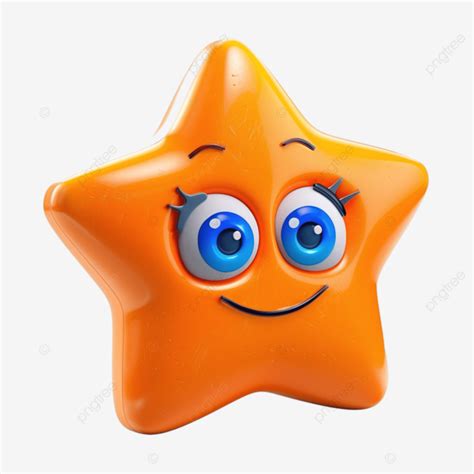 Estrela Laranja Educacional Olhos Azuis E Carinha Sorridente Png