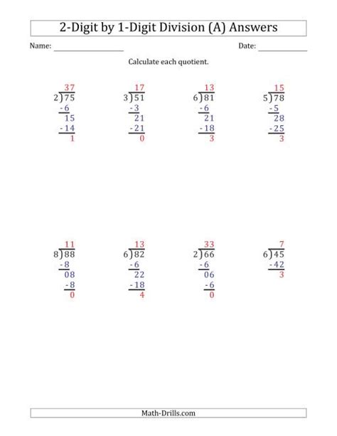 Division 1 Digit By 2 Digit